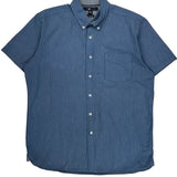 Tommy Hilfiger Striped Short Sleeve Shirt - Large Blue Cotton