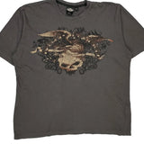 Motorcycle Harley Davidson Graphic T-Shirt - Medium Gray Cotton