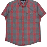 Tommy Hilfiger Checked Short Sleeve Shirt - Large Gray Cotton