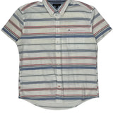 Tommy Hilfiger Striped Short Sleeve Shirt - 2XL Blue Cotton