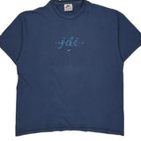 Just Do It Nike Cropped T-Shirt - Large Blue Cotton