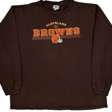 Cleveland Browns Nfl Football Long Sleeve T-Shirt - XL Brown Cotton