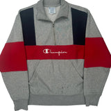 Reverse Weave Champion Spellout 1/4 Zip - Medium Black Cotton