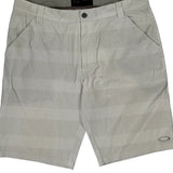 Oakley Striped Chino Shorts - 34W 11L Beige Cotton Blend