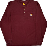 Carhartt Long Sleeve T-Shirt - Large Burgundy Cotton
