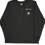 Carhartt Henley Long Sleeve T-Shirt - Large Black Cotton