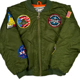 Age 10 Up And Away Bomber Jacket - Medium Green Polyester