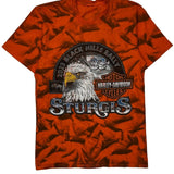 Black Hills Rally Harley Davidson Graphic T-Shirt - XS Orange Cotton