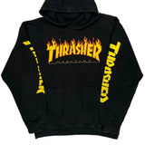 Flame Logo Thrasher Hoodie - Medium Black Cotton Blend