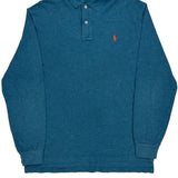 Polo By Ralph Lauren Long Sleeve Polo Shirt - Large Blue Cotton