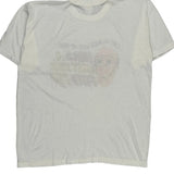 Single Stitch Bald Funny Anvil Graphic T-Shirt - XL White Cotton