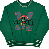 Mickey Mouse Disney Cartoon Sweatshirt - XL Green Cotton Blend