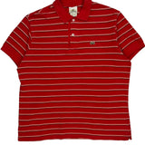 Lacoste Striped Polo Shirt - Large Red Cotton