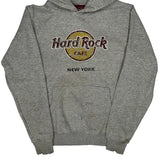 Hard Rock Cafe Graphic Hoodie - Medium Grey Cotton Blend