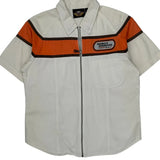 Harley Davidson Spellout Short Sleeve Shirt - Medium White Cotton