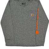Age 10-12 Carhartt Long Sleeve T-Shirt - Medium Gray Cotton