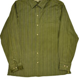 Tommy Bahama Striped Shirt - Large Green Silk
