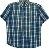 Dickies Checked Short Sleeve Shirt - Large Blue Cotton
