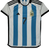 Argentina National Team Adidas 2022-23 De Paul Home Football Shirt - Medium Blue Polyester