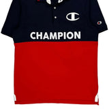 Champion Spellout Polo Shirt - 2XL Navy Cotton