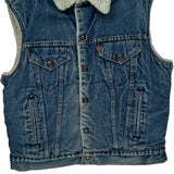 80S Made In USA Levis Sherpa Lined Denim Vest - Medium Blue Denim