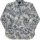 Tommy Hilfiger Floral Hawaiian Shirt - Large Blue Cotton