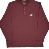 Carhartt Long Sleeve T-Shirt - XL Burgundy Cotton