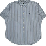 Ralph Lauren Striped Short Sleeve Shirt - 2XL Blue Cotton