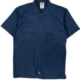 Dickies Short Sleeve Shirt - Medium Blue Polyester Blend