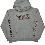 Southern Thunder Harley Davidson Graphic Hoodie - Large Gray Cotton
