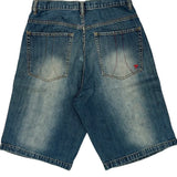 Von Dutch Contrast Stitch Baggy Denim Shorts - 30W 12L Light Wash Denim
