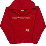 Age 6-7 Carhartt Spellout Hoodie - Small Red Cotton Blend