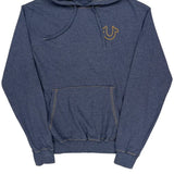 True Religion Contrast Stitch Hoodie - Large Blue Cotton Blend