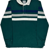Lands End Striped Rugby Shirt - Large Green Cotton