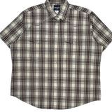 Wrangler Checked Short Sleeve Shirt - Large Cream Cotton