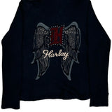 Harley Davidson Studded Hoodie - Large Black Cotton Blend
