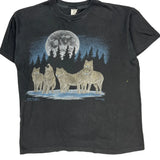 Wolf Print Bara Single Stitch T-Shirt - Large Black Cotton