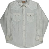 70S/80S Made In USA Lee Striped Shirt - XL White Cotton