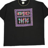 Single Stitch Paint Brush Graphic T-Shirt - 3XL Black Cotton