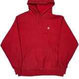 Reverse Weave Champion Hoodie - Large Red Cotton Blend