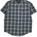Chaps Ralph Lauren Checked Short Sleeve Shirt - Medium Gray Cotton