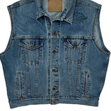 American Flag Patch Levis Denim Vest - Large Blue Denim