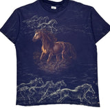 Single Stitch Delta Graphic T-Shirt - Large Navy Cotton