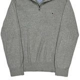 Tommy Hilfiger Striped 1/4 Zip - Medium Gray Cotton