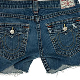 True Religion Denim Shorts - 30W UK 8 Blue Denim