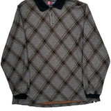 Chaps Ralph Lauren Checked Sweater - Large Gray Cotton Blend