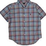 Age 4 Ralph Lauren Checked Short Sleeve Shirt - XS Blue Cotton