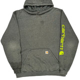 Carhartt Spellout Hoodie - XL Grey Cotton Blend