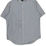 Ralph Lauren Striped Short Sleeve Shirt - Large Blue Cotton