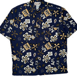 Rokok Floral Hawaiian Shirt - Large Brown Cotton